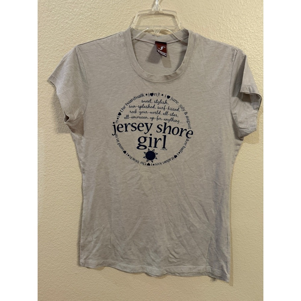 Festa Jersey Shore Girl Graphic‎ Tee Women Large Tan Excellent Beach Souvenir